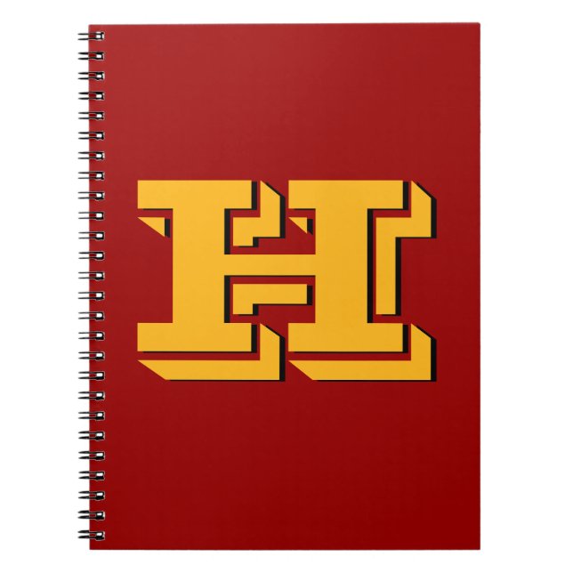 Maroon & Yellow School Pride Colour Style Monogram Notebook (Front)