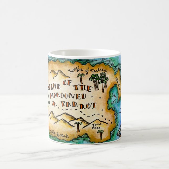 Marooned Parrot Pirate Treasure Map Mug (Center)