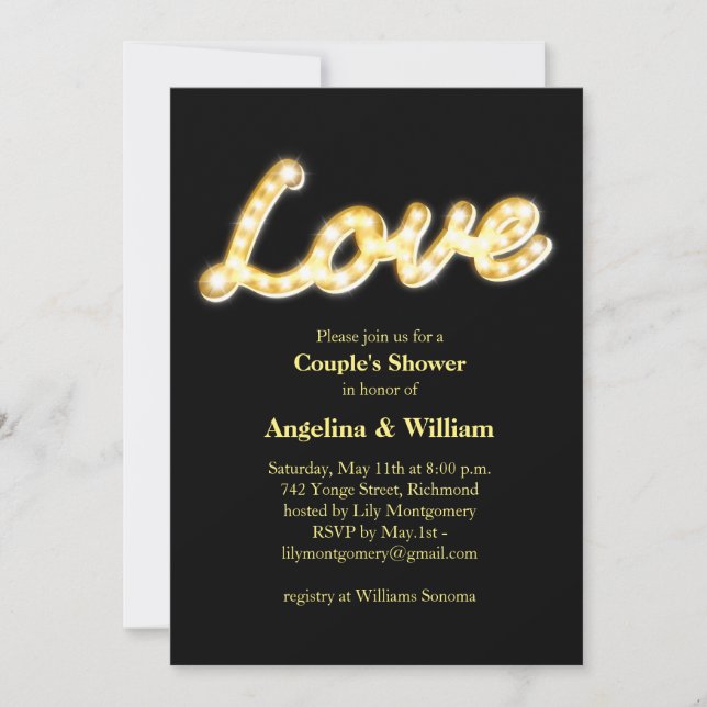 Marquee Lights Couple's Shower Invite (Front)