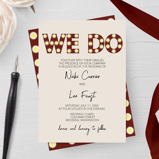 Marquee Lights 'We Do' Wedding Invitation (Creator Uploaded)