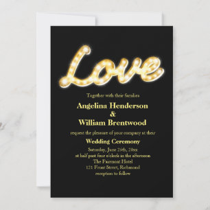 Marquee Lights Wedding Invite - black