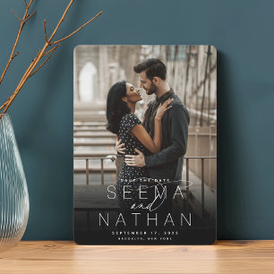 Marquee Name Modern Vertical Photo Save The Date