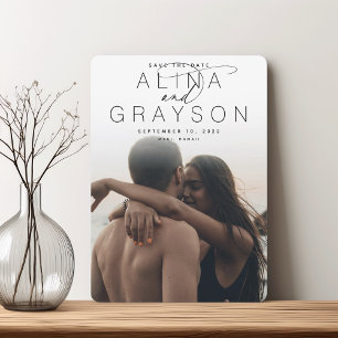 Marquee Name Modern Vertical Photo Save The Date