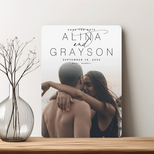 Marquee Name | Modern Vertical Photo Save The Date (Creator Uploaded)