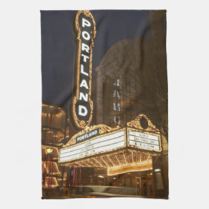 Marquee of Arlene Schnitzer auditorium Tea Towel