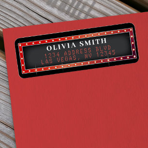 Marquee Sign Red & Black Address Return Address Label