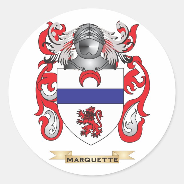 Marquette Coat of Arms (Family Crest) Classic Round Sticker (Front)