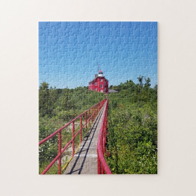 Marquette Harbor Lighthouse and Catwalk Jigsaw Puzzle (Vertical)
