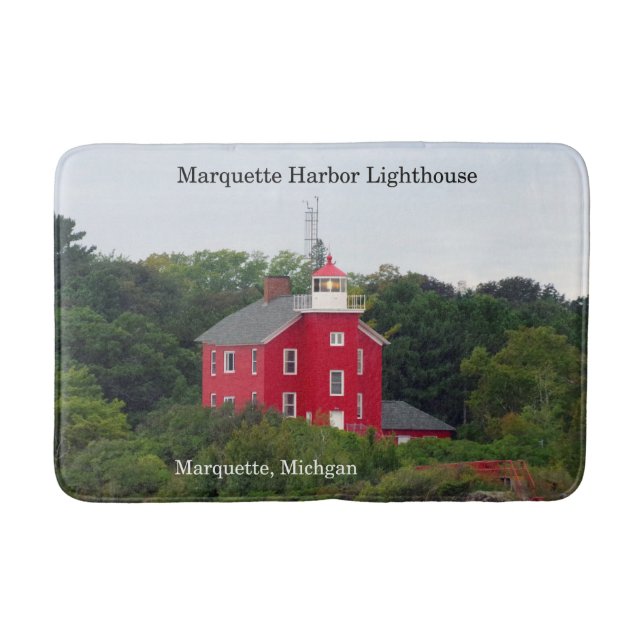 Marquette Harbour Lighthouse bath mat (Front)