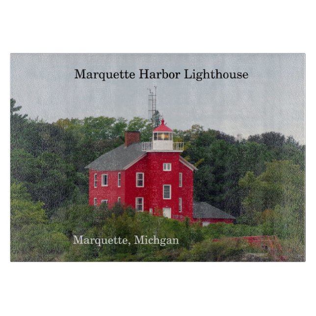 Marquette Harbour Lighthouse cutting board (Front)