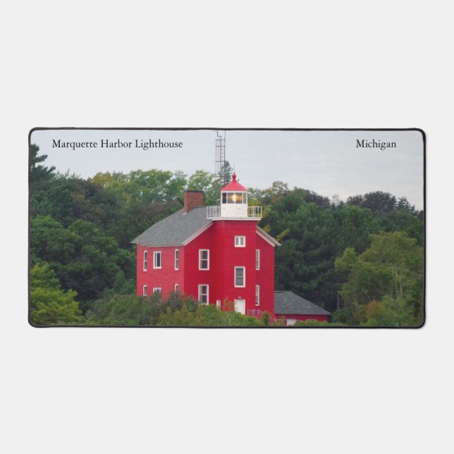 Marquette Harbour Lighthouse desk mat (Front)