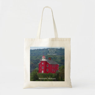 Marquette Harbour Lighthouse from water tote bag