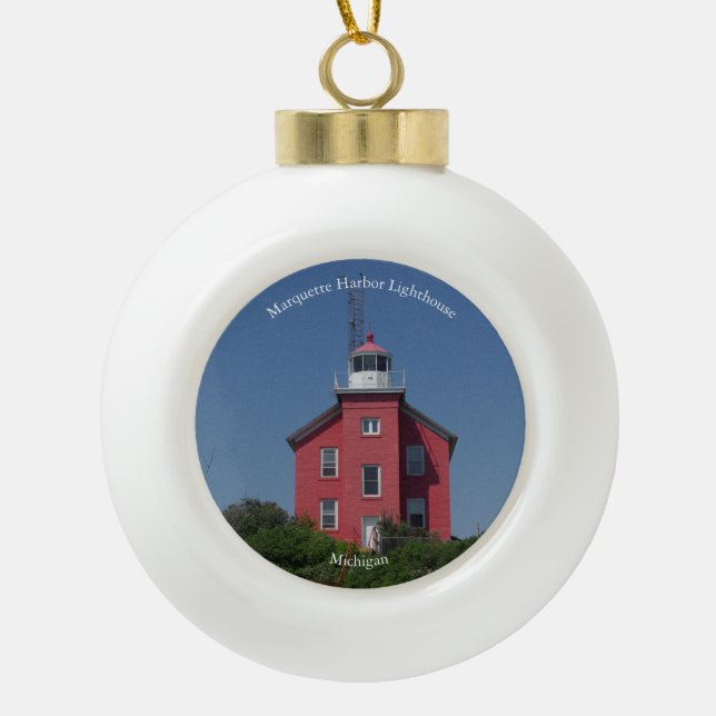 Marquette Harbour Lighthouse ornament (Front)
