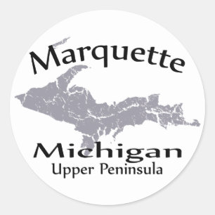 Marquette Michigan Map Design Sticker