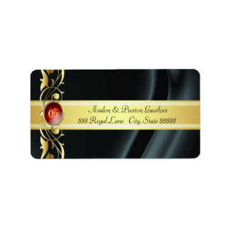 Marquis Black & Gold Silk Ruby Address Labels