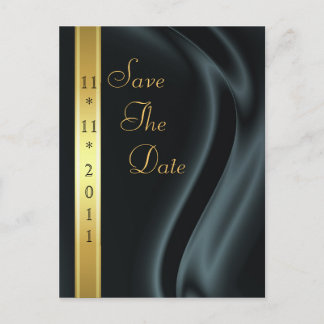 Marquis Black Silk Gold Save The Date Postcard