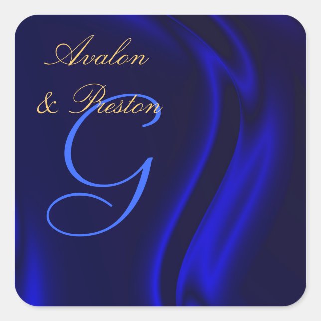Marquis Blue Silk Square Monogram Sticker (Front)