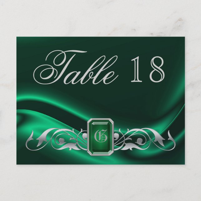 Marquis Green Jewel Table Number Postcard (Front)