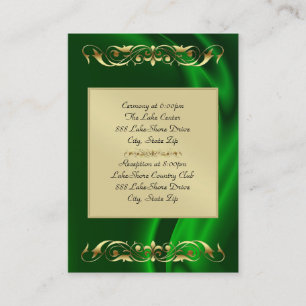 Marquis Green Silk Gold Guest Info Business Card