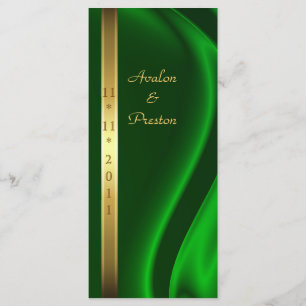 Marquis Green Silk Gold Wedding Program