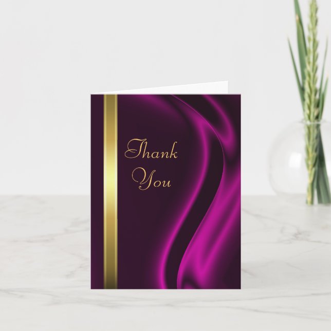 Marquis Pink Silk Gold Thank You Notecard (Front)