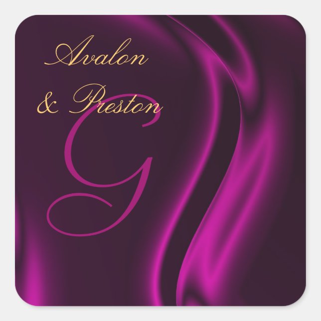 Marquis Pink Silk Square Monogram Sticker (Front)