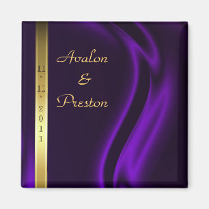 Marquis Purple Silk Gold Save The Date Magnet