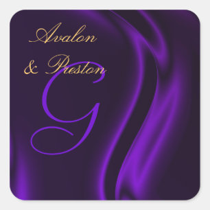 Marquis Purple Silk Square Monogram Sticker