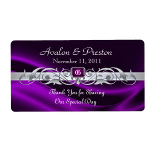 Marquis Violet Silk Scroll Wine Wedding Label