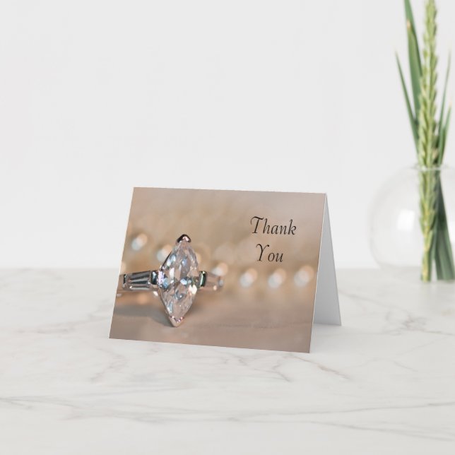 Marquise Diamond Engagement Ring Thank You Card (Front)