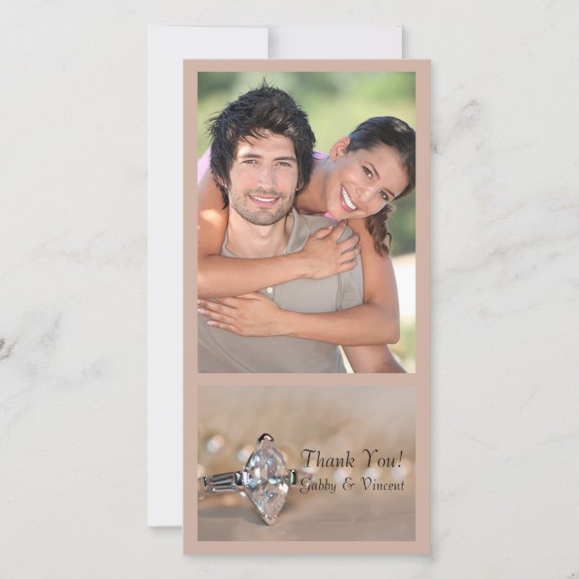 Marquise Diamond Engagement Ring Wedding Thank You Card (Front)