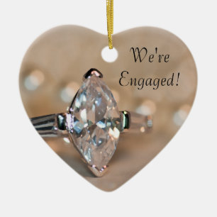 Marquise Diamond Ring Engagement Ceramic Tree Decoration