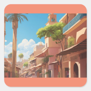 marrakech ai painting art square sticker