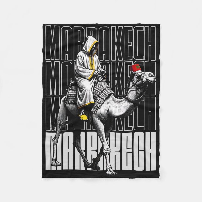Marrakech Camel Sunset Morocco Flag Marrakesh Love Fleece Blanket (Front)