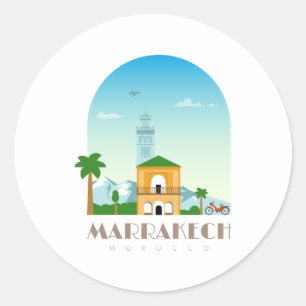 Marrakech city morocco Skyline Classic Round Sticker