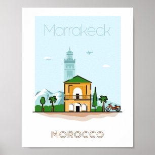 Marrakech city travel poster - morocco travel 