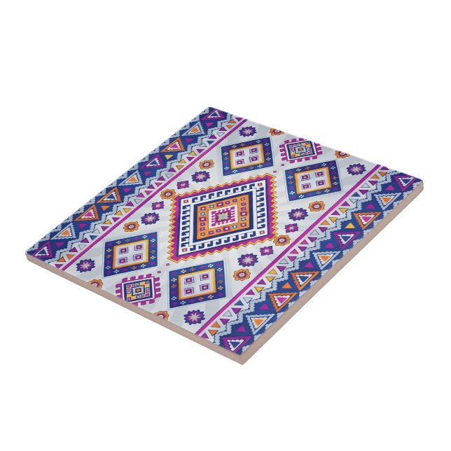 Marrakech Dream - Vibrant Moroccan Geometric Art Ceramic Tile (Side)