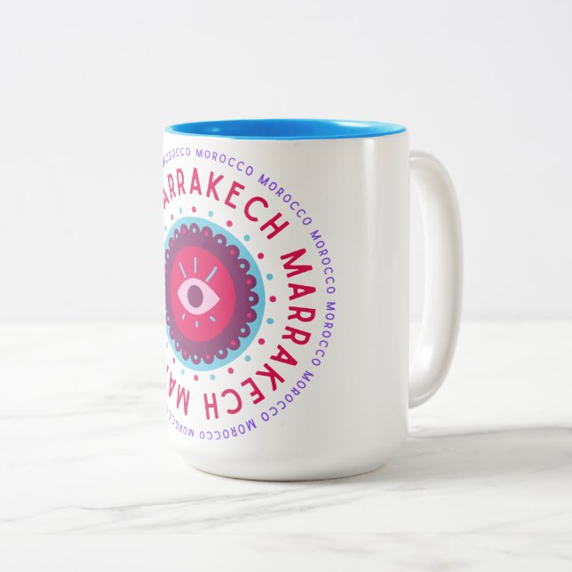 Marrakech Eyes Two-Tone Coffee Mug (Front Right)