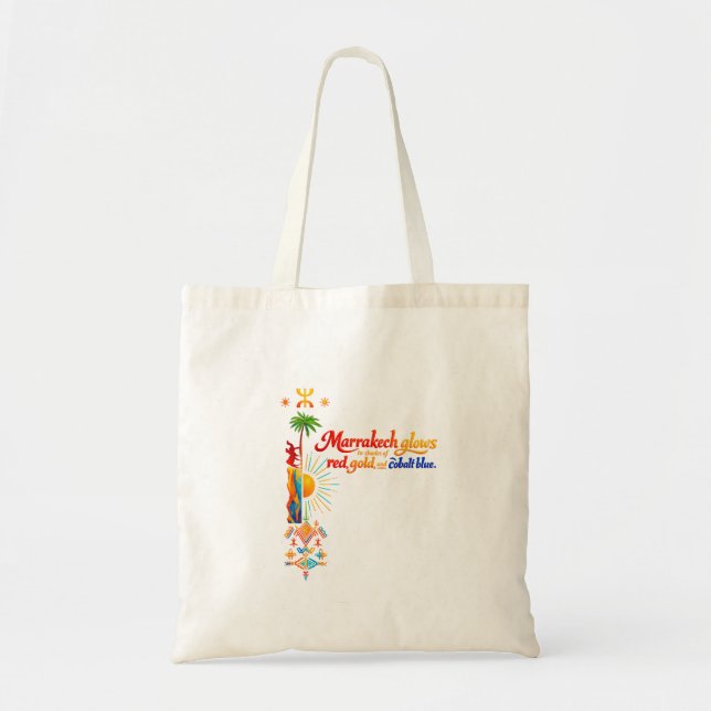 Marrakech Glows – Vibrant Moroccan Art Tee Tote Bag (Front)