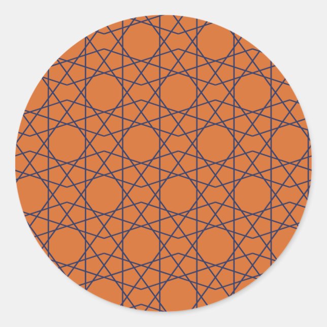 Marrakech Indigo Geometry Classic Round Sticker (Front)