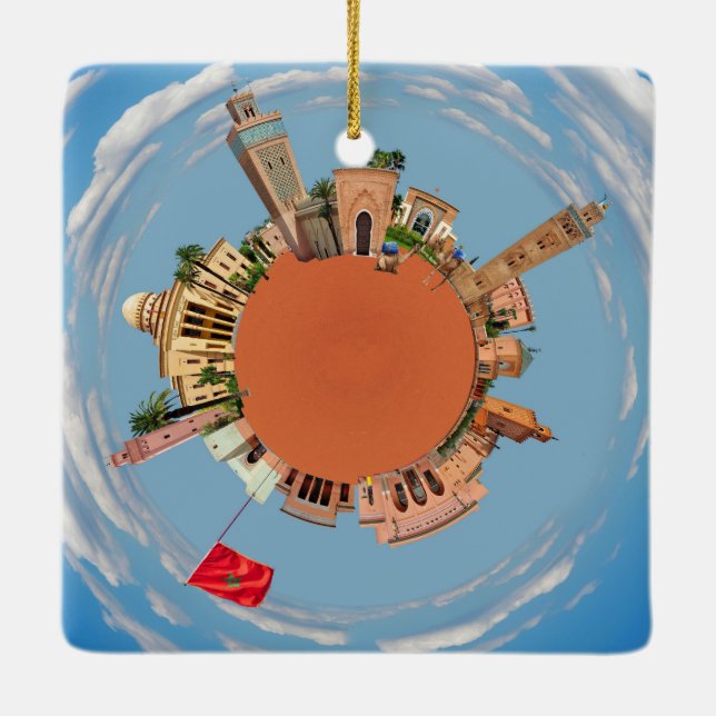 marrakech little planet morocco travel tourism lan ceramic ornament (Back)