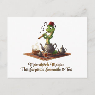 Marrakech Magic: Cute Snake Flute Player Moroccan Postcard