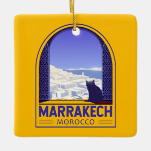 Marrakech Morocco Cat Retro Ceramic Ornament