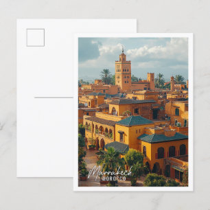 Marrakech Morocco city top view beautiful place Postcard