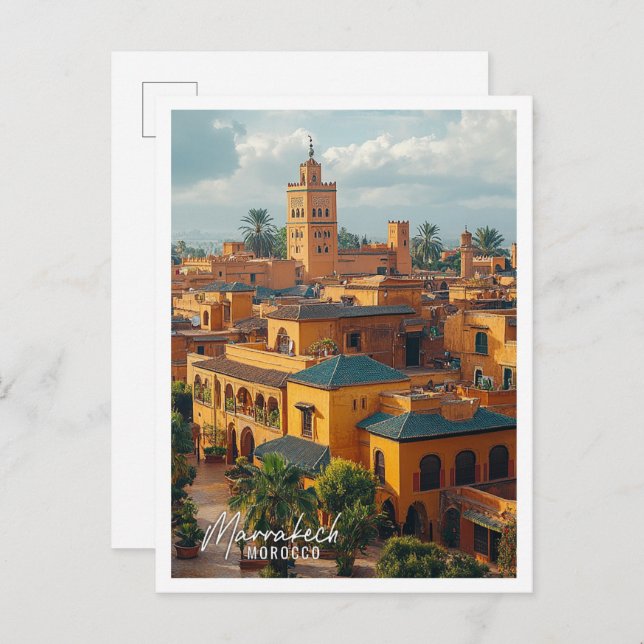 Marrakech Morocco city top view beautiful place Postcard (Front/Back)