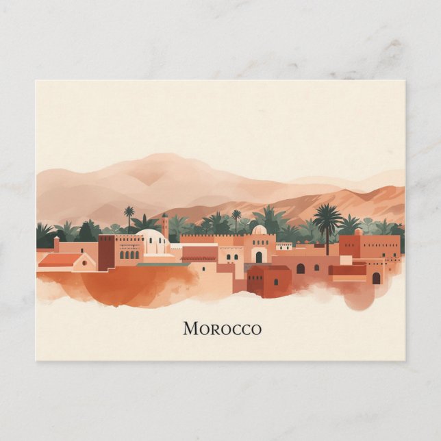Marrakech, Morocco Minimalist Boho Travel Postcard (Front)