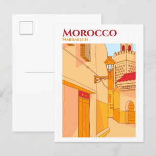 Marrakech Morocco Sketch Art Travel Illustration Postcard