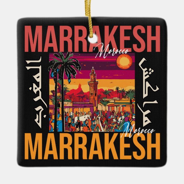 Marrakech Morocco souk Tourism Travel Souvenir Ceramic Ornament (Front)