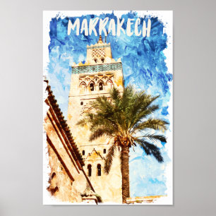 Marrakech Morocco Vintage Travel Poster