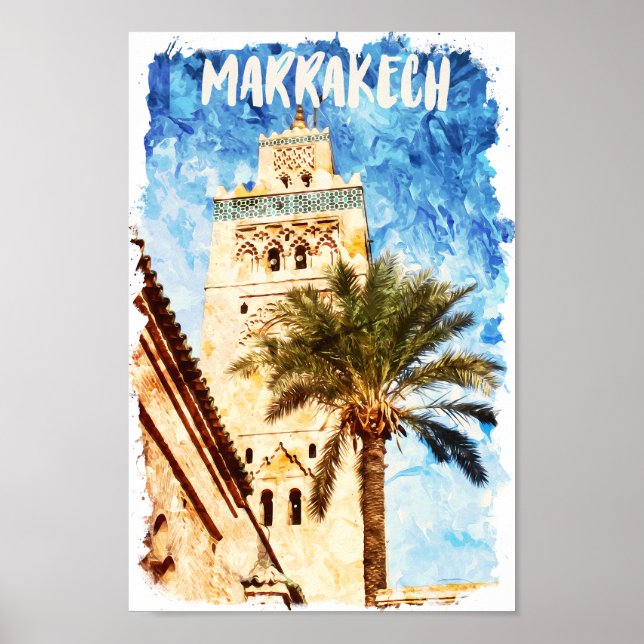 Marrakech Morocco Vintage Travel Poster (Front)